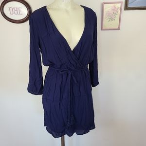 DR2 Deep V Neck Tie Front Navy Dress | Small